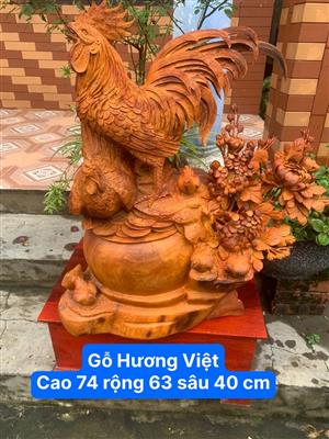 Tượng Gia Đình Gà Phong Thuỷ, Gà Phong Thuỷ Gỗ Hương Việt, Kim Kê Phong Thuỷ