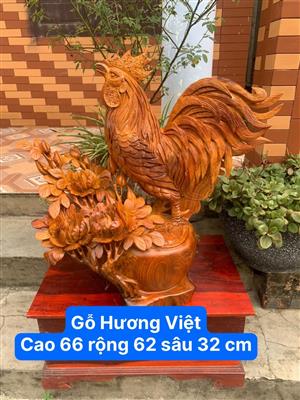 Tượng Nhất Kê Phong Thuỷ, Kim Kê Tài Lộc, Tượng Gà Trống Gỗ Hương Việt
