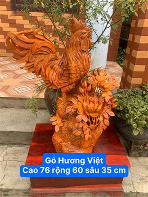 Tượng Gà Trống Gỗ Hương Việt, Tượng Nhất Kê Tài Lộc, Tượng Kim Kê Phong Thuỷ Gỗ Hương