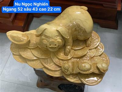 Tượng Heo Tài Lộc, Tượng Lợn Phong Thuỷ Gỗ Nu Ngọc Nghiến