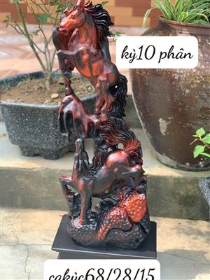 Tượng Ngựa Phong Thủy, Tượng Song Mã Gỗ Trắc Liền Khối