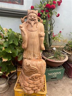 Tượng Thần Tài Gỗ Ngọc Am Thơm Nức, Tượng Thần Tài Phong Thủy Gỗ Ngọc Am Liền Khối