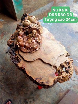 Bàn Trà Tượng Di Lặc Gỗ Nu Xá Xị Liền Khối, Khay Trà Tượng Di Lặc Gỗ Nu Gù Hương Liền Khối