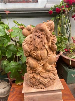 Tượng Thọ Đào Phong Thủy Gỗ Ngọc Am Thơm Nức, Tượng Thọ Đào Gỗ Ngọc Am Liền Khối