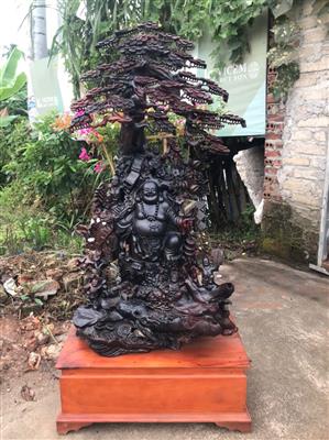 Tượng Phật Di Lặc Gỗ Trắc, Tượng Di lặc Ngũ Phúc Đứng Tùng Gỗ Trắc