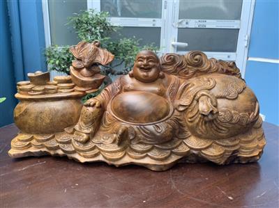 Tượng Phật Di Lặc Gỗ Xá Xị (Gù Hương) Liền Khối Thơm Nức, Tượng Di Lặc Gỗ Xá Xị Liền Khối