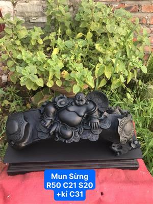 Tượng Phật Di Lặc Gỗ Mun Sừng, Tượng Di Lặc Ngồi Cầu Như Ý Gỗ Mun Sừng Quý Hiếm