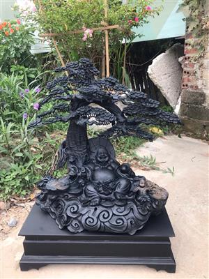 Tượng Phật Di Lặc Gỗ Mun Sừng, Tượng Di Lặc Ngồi Tùng Gỗ Mun Sừng Quý Hiếm