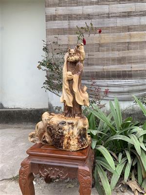 Tượng Phật Đạt Ma Sư Tổ Gỗ Nu Cẩm Liền Khối, Tượng Đạt Ma Khất Thực Gỗ Nu Cẩm Quý Hiếm