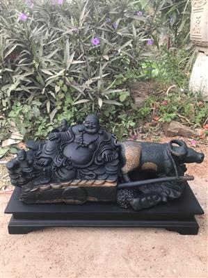 Tượng Trâu Kéo Phật Di Lặc Gỗ Mun Sừng Khánh Hoà