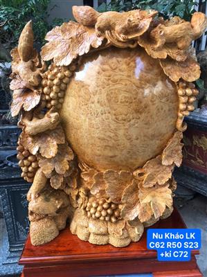 Bình Nho Sóc Gỗ Nu Kháo Liền Khối
