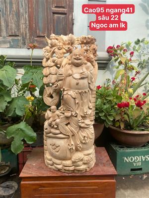 Tượng Di Lặc Tam Phúc Gỗ Ngọc Am Liền Khối Thơm Nức