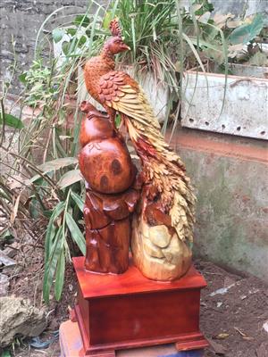 Tượng Chim Công Gỗ Nu Hương