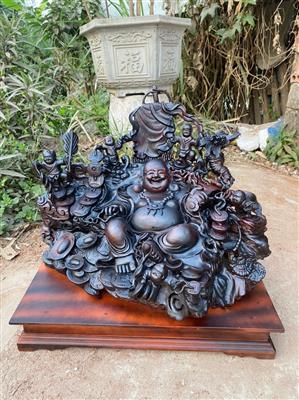 Tượng Phật Di Lặc Ngũ Phúc Gỗ Trắc Việt Quý Hiếm
