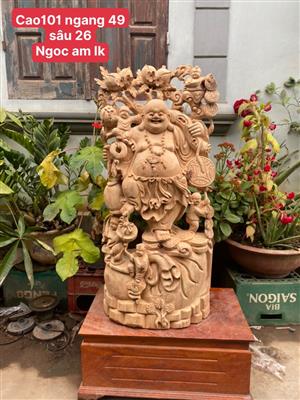Tượng Phật Di Lặc Gỗ Ngọc Am Liền Khối Thơm Nức, Tượng Di Lặc Ngũ Phúc Gỗ Ngọc Am Liền Khối