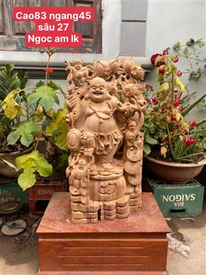 Tượng Phật Di Lặc Gỗ Ngọc Am Liền Nguyên Khối
