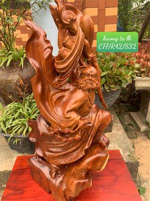 Tượng Đạt Ma Múa Võ Gỗ Hương Liền Nguyên Khối