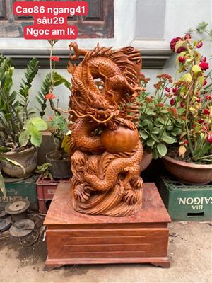 Tượng Rồng Phong Thuỷ Gỗ Ngọc Am liền 99%
