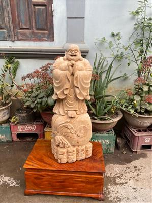 Tượng Phật Di Lặc Chúc Phúc Gỗ Ngọc Am Liền Khối Thơm Nức, Tượng Di Lặc Gỗ Ngọc Am Liền Khối