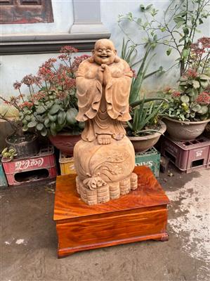 Tượng Phật Di Lặc Chúc Phúc Gỗ Ngọc Am Liền Khối Thơm Nức, Tượng Di Lặc Gỗ Ngọc Am Liền Khối