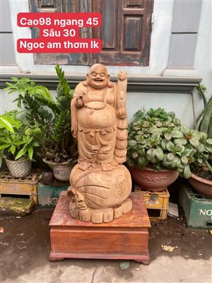 Tượng Phật Di Lặc Gỗ Ngọc Am Liền Khối Thơm Nức Mũi