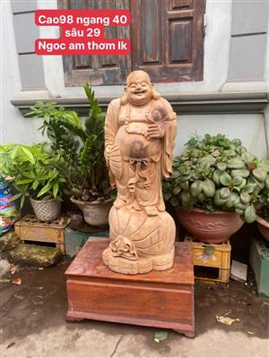 Tượng Di Lặc Gỗ Ngọc Am Liền Khối Thơm Nức