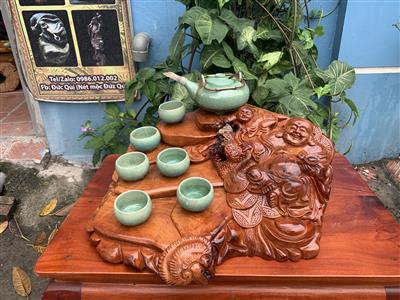Khay Trà Di Lặc Gỗ Hương Liền Nguyên Khối