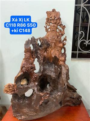 Tượng Tam Đa Gỗ Xá Xị Liền Khối, Tượng Phúc Lộc Thọ Gỗ Xá Xị Liền Nguyên Khối Thơm Nức Mũi