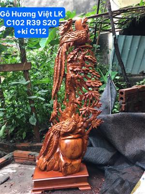 Đôi Chim Phượng Hoàng Gỗ Hương Việt Liền Nguyên Khối