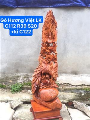 Đôi Chim Công Gỗ Hương Việt Liền Nguyên Khối