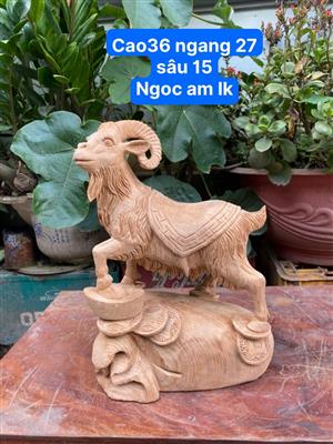 Tượng Dê Phong Thủy Gỗ Ngọc Am Liền Khối Thơm Nức Mũi
