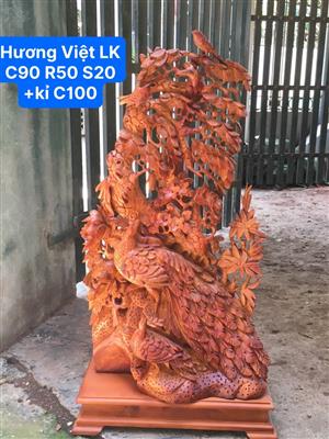 Tượng Phu Thê Bốn Mùa Gỗ Hương Việt Liền Nguyên Khối