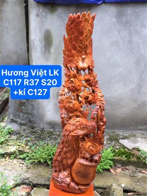 Tượng Phu Thê Viên Mãn Gỗ Hương Việt Liền Nguyên Khối