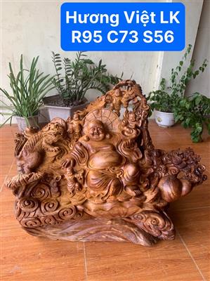 Tượng Phật Di Lặc Ngũ Phúc Gỗ Hương Việt Liền Nguyên Khối