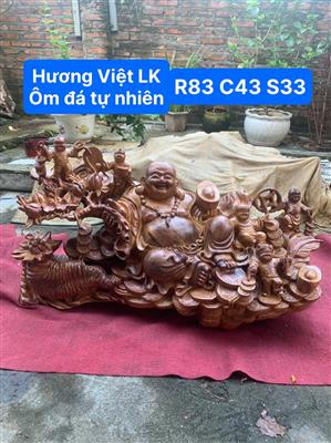 Tượng Phật Di Lặc Ngũ Phúc Gỗ Hương Việt Liền Nguyên Khối