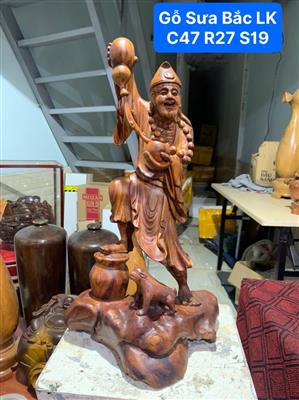 Tượng Phật Sống Tế Công Gỗ Sưa Bắc Liền Nguyên Khối