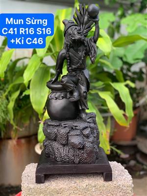 Tượng Phật Sống Tế Công Gỗ Mun Sừng, Tượng Tế Công Uống Rượu Gỗ Mun Sừng Khánh Hoà Quý Hiếm