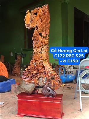 Đồng Hồ Phu Thê Viên Mãn Gỗ Hương Gia Lai, Gỗ Hương Ôm Đá Tự Nhiên Quý Hiếm