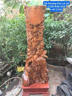 Phu Thê Viên Mãn Đồng Hồ Gỗ Hương Gia Lai Liền Khối, Đồng Hỗ Gỗ Hương