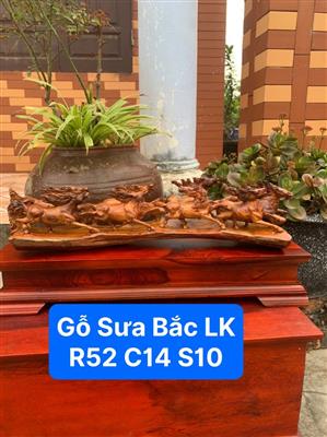 Tượng Bát Mã Phong Thủy Gỗ Sưa Bắc Liền Nguyên Khối, Cầu Mã Đáo Thành Công Gỗ Sưa Quý Hiếm