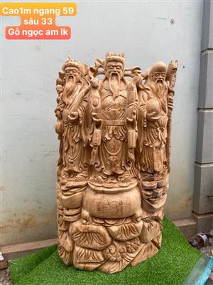 Tượng Tam Đa Phúc Lộc Thọ Gỗ Ngọc Am Liền Nguyên Khối, Tượng Tam Đa Gỗ Ngọc Am Thơm Nức Mũi