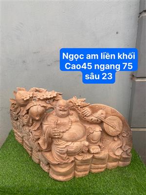 Tượng Phật Di Lặc Ngồi Vác Đào Gỗ Ngọc Am Liền Khối Thơm Nức