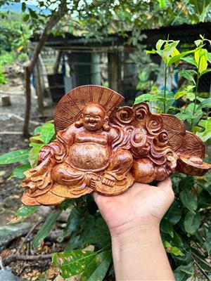 Tượng Di Lặc Để Ô Tô Gỗ Nu Hương, Tượng Di Lặc Gỗ Nu Hương Việt Liền Nguyên Khối