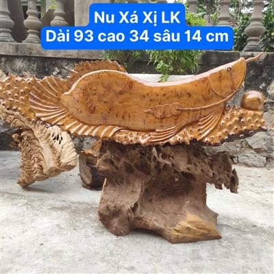 Tượng Cá Kim Long Gỗ Nu Xá Xị, Tượng Cá Rồng Gỗ Nu Xá Xị Liền Nguyên Khối