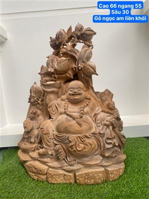 Tượng Di Lặc Ngồi Gốc Đào Tiên Gỗ Ngọc Am Thơm Giá Rẻ Hà Nội, Tượng Di Lạc Ngồi Đào Tiên Gỗ Ngọc Am