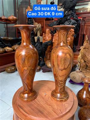 Cặp lộc bình gỗ sưa đỏ giá rẻ, lộc bình gỗ sưa bắc vân đẹp