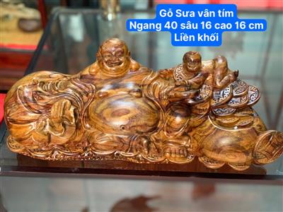 Tượng Phật Di Lặc gỗ Sưa Bắc liền nguyên khối giá rẻ nhất Hà Nội, Tượng Di Lặc Gỗ Sưa Đỏ vân gỗ tím đẹp