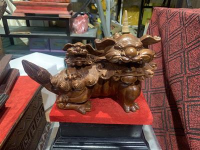 Tượng Nghê Phong Thủy Gỗ Hương, Nghê Mẫu Tử Phong Thủy