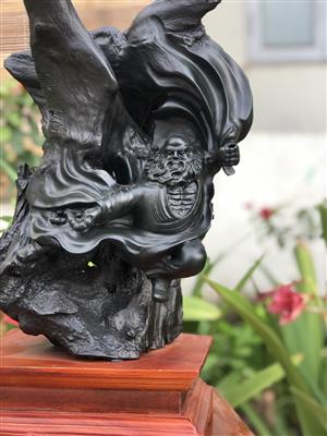Tượng Phật Đạt Ma Sư Tổ Gỗ Mun Sừng Liền Khối