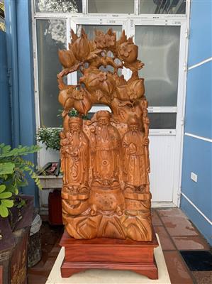 Tượng Phật Phúc Lộc Thọ Gỗ Ngọc Am Thơm Liền Khối, Tượng Tam Đa Gỗ Ngọc Am Thơm Ngát Liền Khối